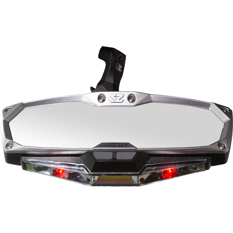 SEIZMIK 0640-1410 56-18022 Halo R Rear View Mirror with Cast Aluminum Bezel/LED Cabin Light - Maverick X3 Mirror - Halo R - Rear View w/LED Cabin Light - Rectangle - Silver w/Silver Bezel - Can Am X3