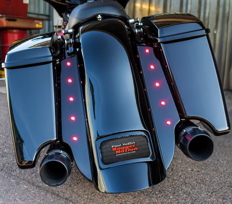 Paul Yaffe Bagger Nation 3-Piece Fender Kit Dual Outlet Black License Frame Stretched - KIT-3PC-DO-STR-B
