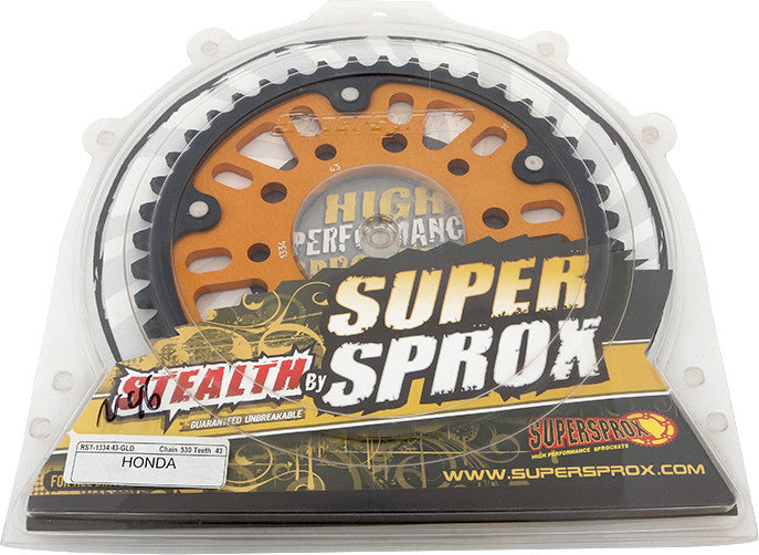 Supersprox Rear Stealth Sprocket Aluminum Steel 43T-530 GLD Honda TRI - RST-1334-43-GLD Triumph Motorcycles 1991-2004
