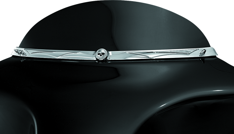 Kuryakyn 1198 Zombie Windshield Trim 96-13 Touring Chrome - Photo - Primary