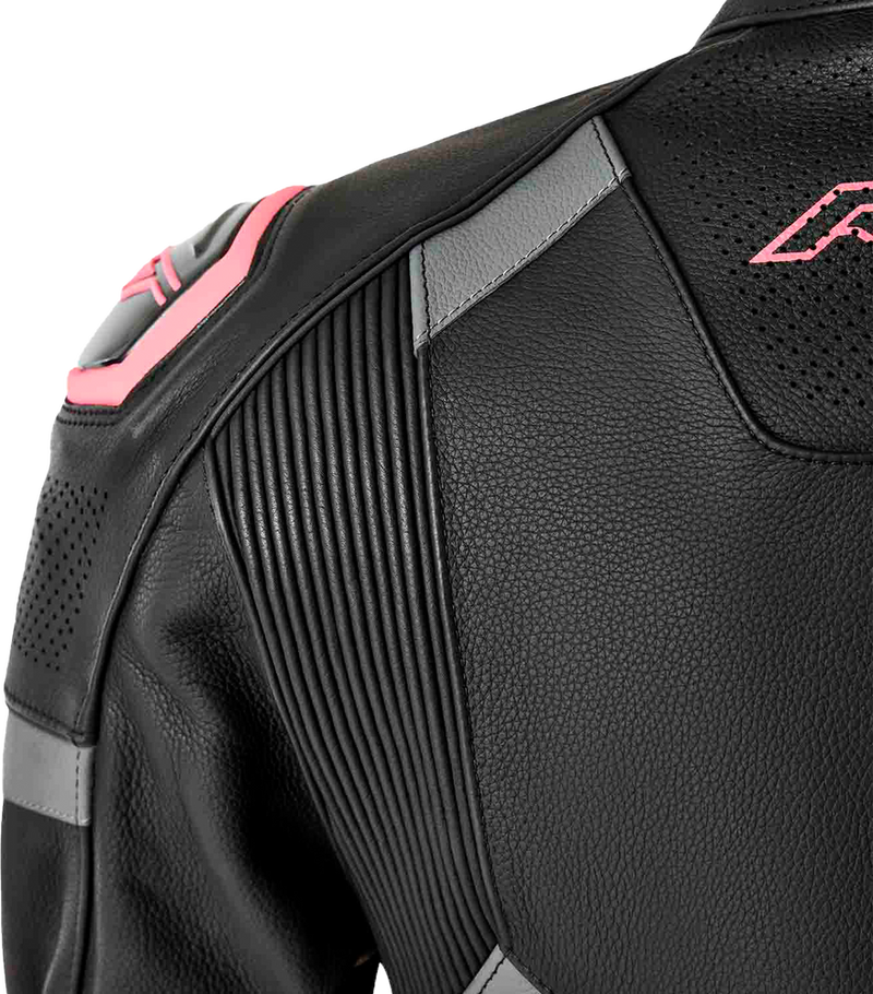 Rst 556-3626118 103626PNK-18 WOMENS S1 D3O LEATHER JACKET BLK/FLO PINK 2XL