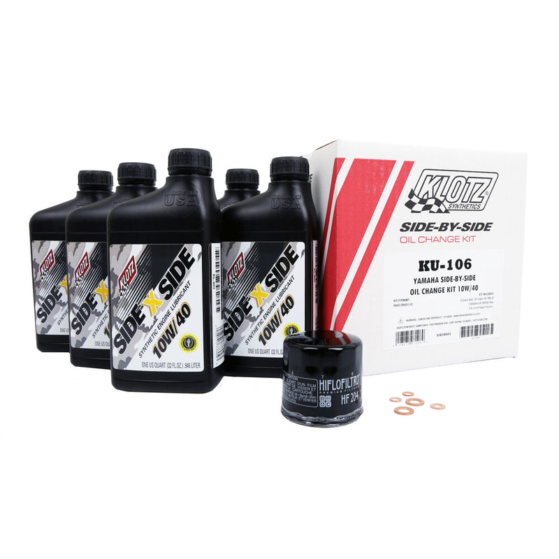 Klotz Oil Sidexside OIL Change Kit 10W40 W OIL Filter - KU-106 Yamaha UTVs 2021-2023