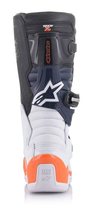 Alpinestars 482-261408 2015017-1241-8 TECH 7S BOOTS BLACK/WHITE/ ORANGE FLUO SZ 08