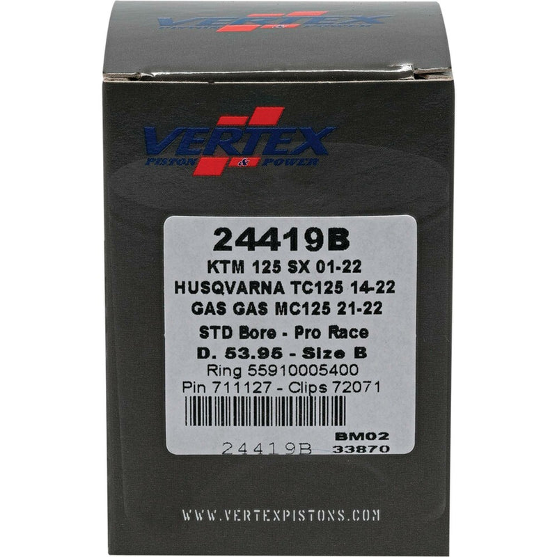 Vertex Piston Kit Forged PRO Race 53.95/Standard GAS - 24419B For KTM SX 125 / XC 125 2001-2024 | Husqvarna TE 125 2014-2016