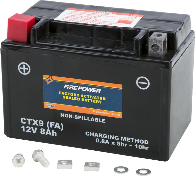 Fire Power Battery CTX9 Sealed Factory Activated - CTX9-BS(FA) For Husaberg Dirt Bikes 1997-2003 | Honda Motorcycles 1986-2009
