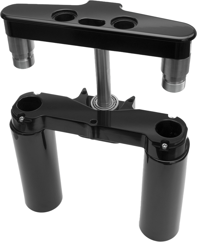 Hawg Halters Inc 4 DEG Raked Tripple Trees 41MM Black Custom - 41FBAR4 For Harley Softail / Screamin' 1986-2017