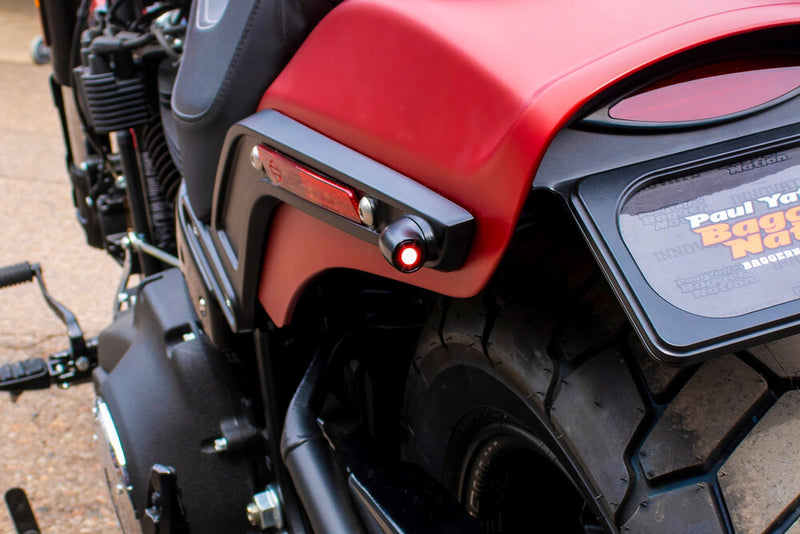 Paul Yaffe Bagger Nation Lightning Bullets Black RED Tail Brake Turn Signal - LB-R-BRK-B For Harley Softail Fat Bob 2018-2019