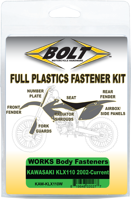 Bolt Body Work Fastener Kit - KAW-KLX110W Kawasaki 110 / 110R 2002-2025
