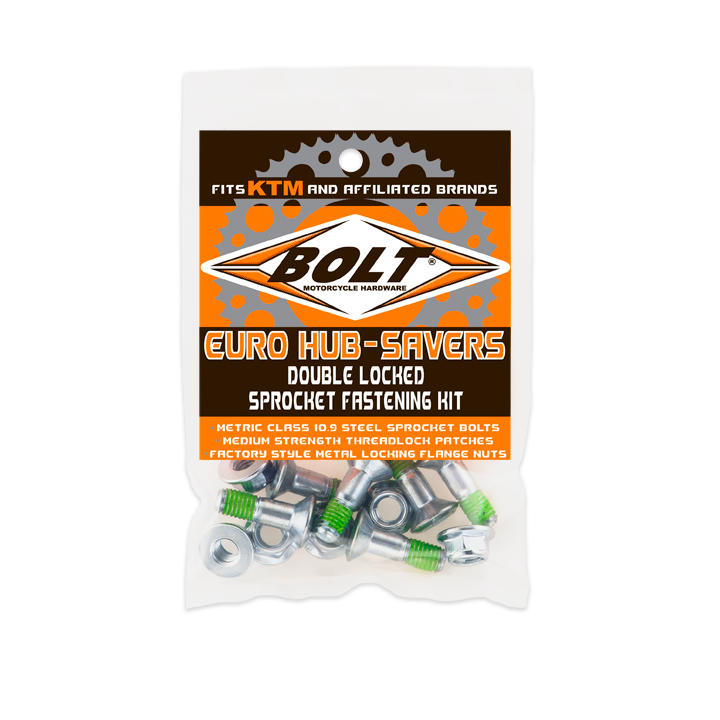 Bolt Euro Style HUB-Savers Double Locked Sprocket Fastening Kit - 2008-HS.EU KTM Dirt Bikes 1990-2018