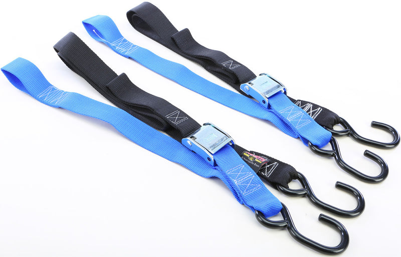 Powertye TIE-Down CAM S-Hook Soft-TYE 1.5"X6' Black Blue Pair - 29623