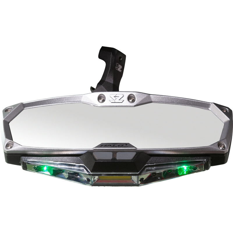 SEIZMIK 0640-1410 56-18022 Halo R Rear View Mirror with Cast Aluminum Bezel/LED Cabin Light - Maverick X3 Mirror - Halo R - Rear View w/LED Cabin Light - Rectangle - Silver w/Silver Bezel - Can Am X3