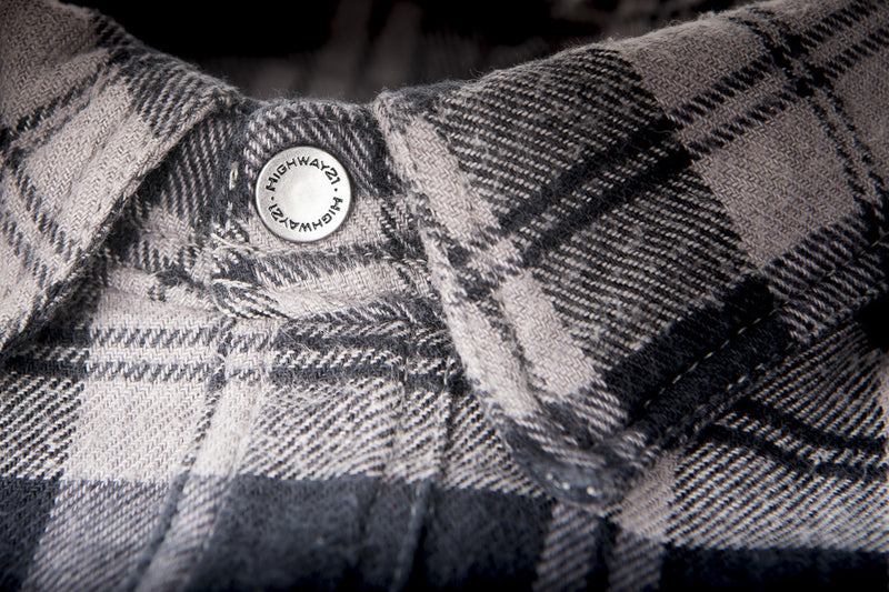 Collar detail on the black and grey Marksman Flannel