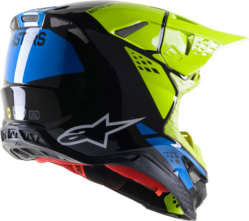 Alpinestars 482-9137M 8302922-1578-M S.TECH S-M8 FACTORY HELMET BLK/YLW FLUO/BLUE GLOSSY MD
