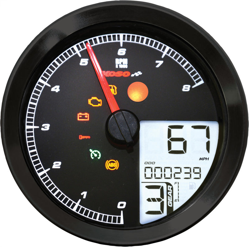 Koso North America Speedo Tach Black Bezel LCD Color Change Display - BA051231 For Harley Dyna 2011-2022