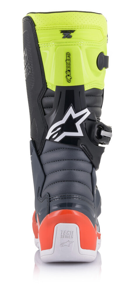 Alpinestars 482-261504 2015017-9058-4 TECH 7S BOOTS DARK GREY/ RED FLUO/YELLOW FLUO SZ 04