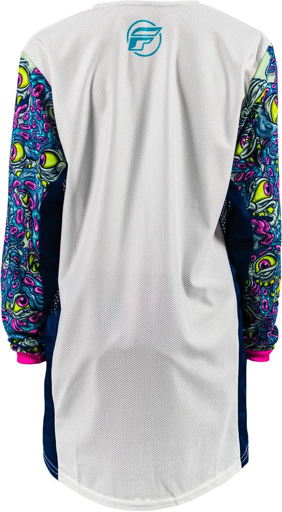 Fly Racing 380-334YXL 380-334YXL YTH KINETIC MESH MUTANT JERSEY WHITE/BLUE/MULTI YXL