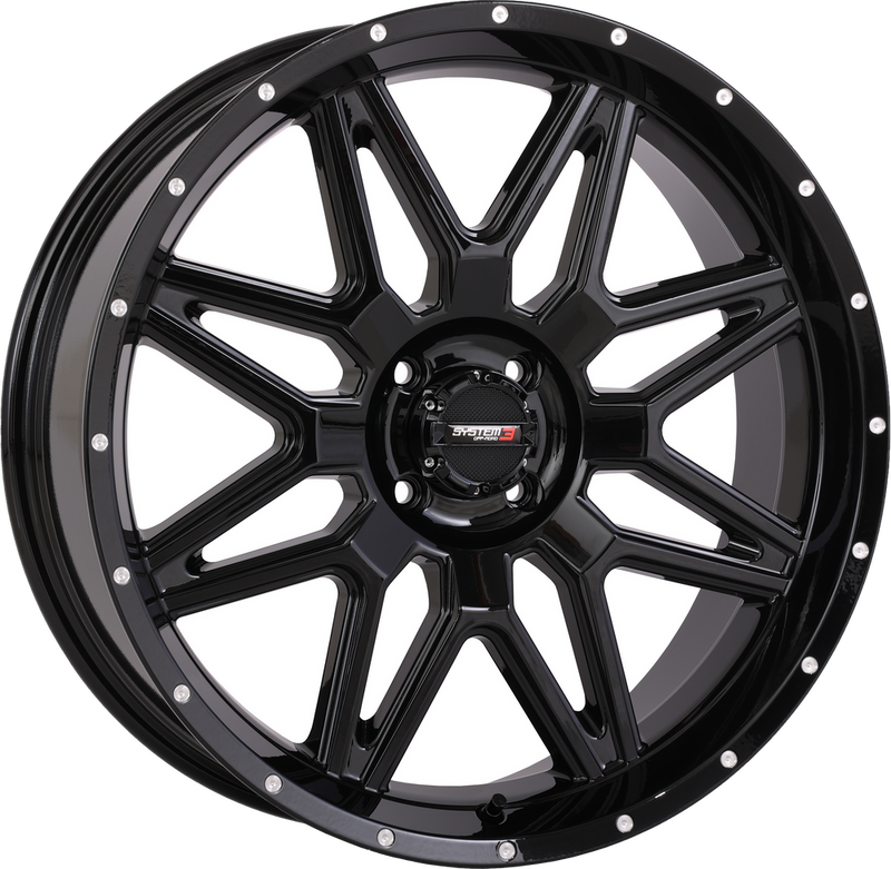 System 3 3-207110 20S3-7110 ST7 WHEEL 20X7 4+3 (+10MM) 4/110 GLOSS BLACK