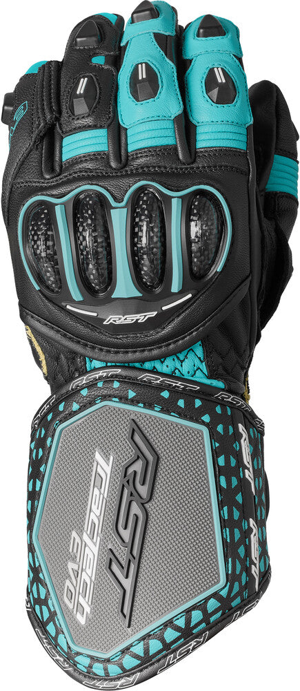 Rst 556-3495106 103495BLU-06 WOMENS TRACTECH EVO 4 CE GLOVE BLACK/AQUA/GREY LEATHER SM