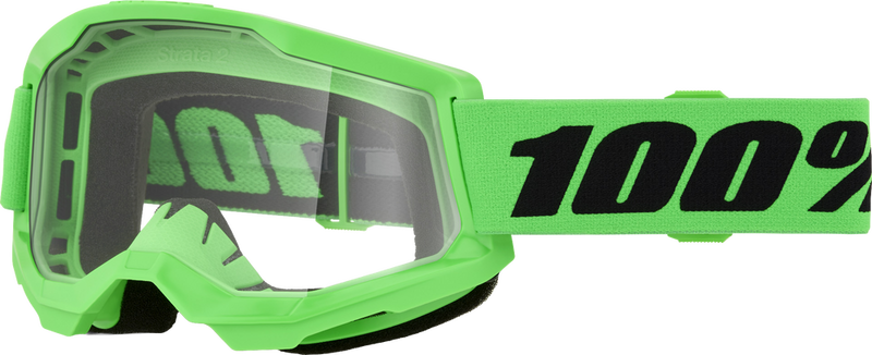 100% 610-5402 50027-10027 STRATA 2 GOGGLE NEON GREEN CLEAR LENS