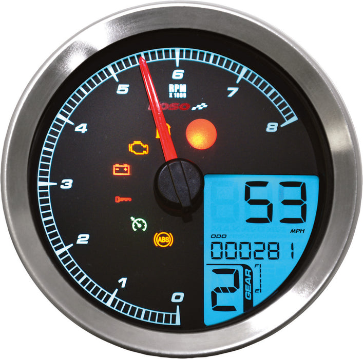Koso North America 27-5797S BA051201 SPEEDO / TACH SIL BEZEL LCD COLOR CHANGE DISPLAY