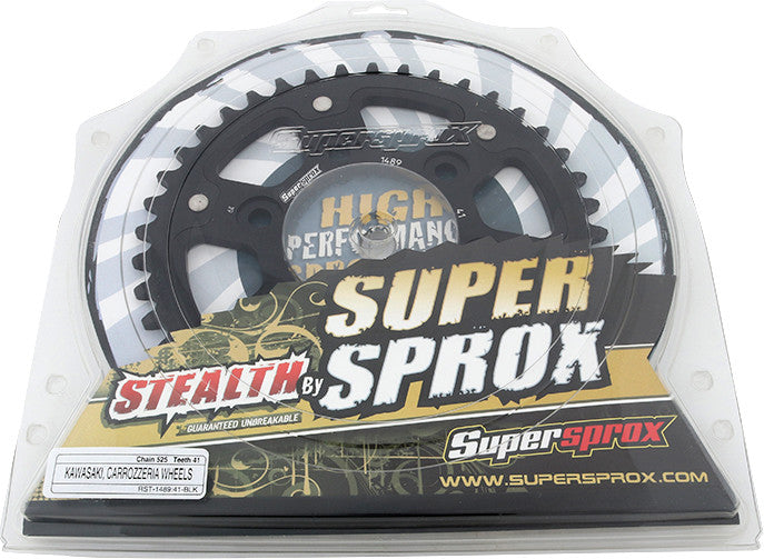 Supersprox Rear Stealth Sprocket Aluminum Steel 41T-525 Black - RST-1489-41-BLK Kawasaki Motorcycles 1996-2017