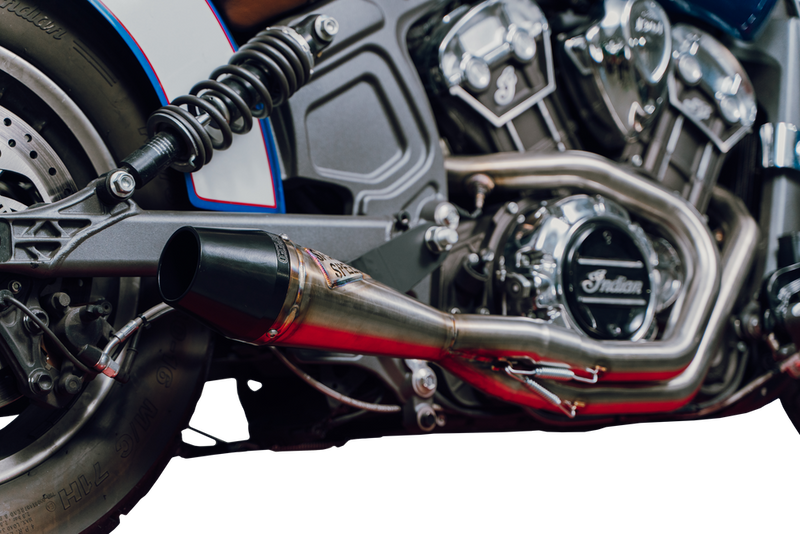 Sawicki Indian Scout Shorty Brushed SS W Black END CAP For Indian Scout 2015-2022