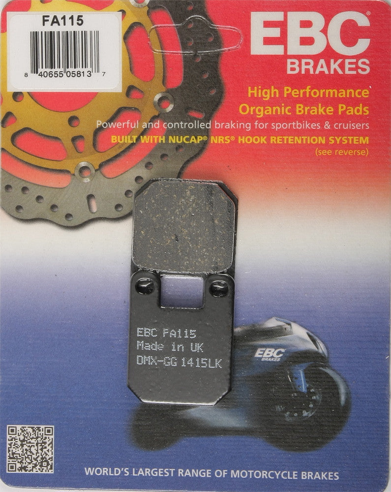 EBC Brake PAD Organic - FA115 For Beta Zero / Gara / Synt. / Alp 4T 200 1989-1994 | KTM SX 60 / SX 65 1998-2001