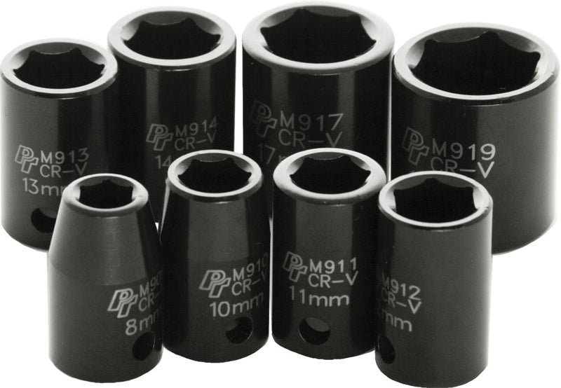 Performance Tool 117-1001 M589DB 8 PC 3/8" MET IMP SKT SET SHALLOW