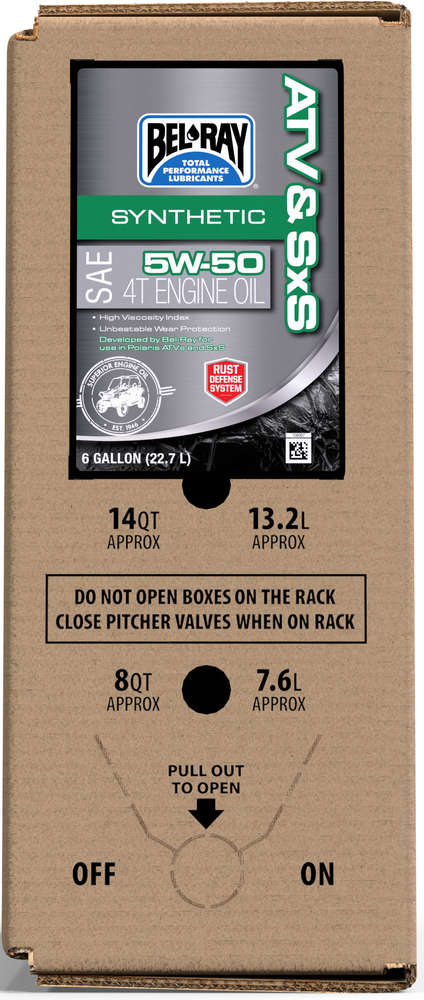 Bel-ray 840-1571 302664150033 ATV & SXS SYNTHETIC 5W50 6GAL BAG IN BOX