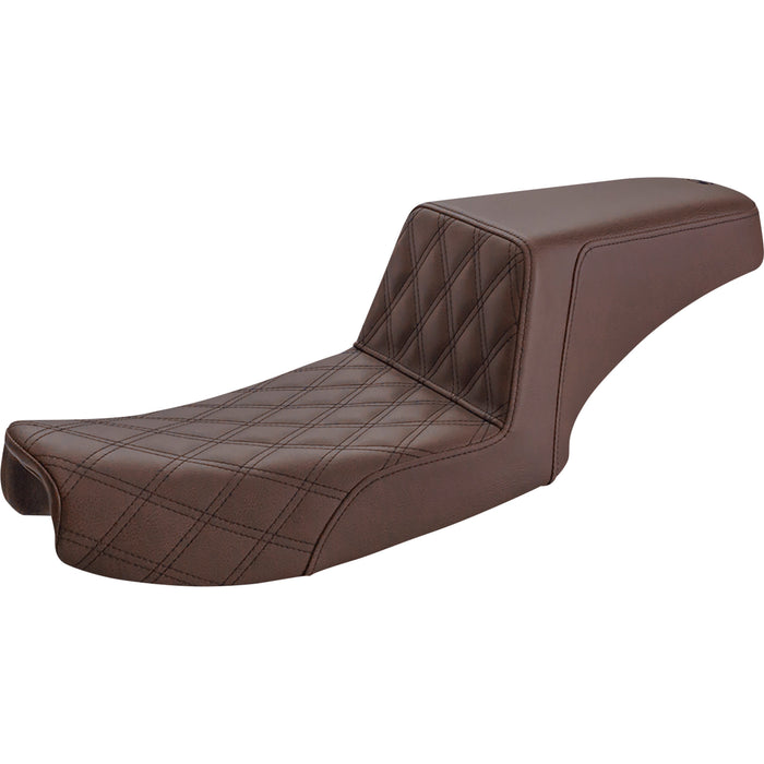 SADDLEMEN 0803-0660 891-04-172BR Step-Up Seat — Front Lattice Stitch - Brown - Dyna