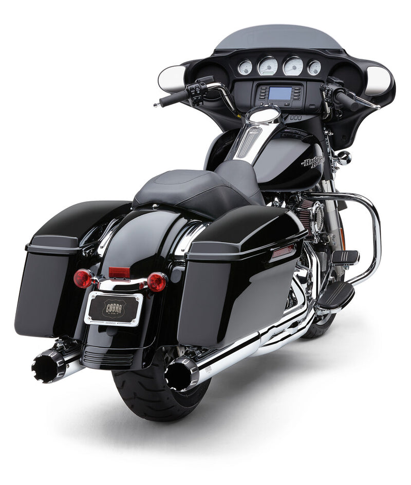 Cobra 4" Dual CUT TIP Slip-ON Chrome FLH FLT - 6266 For Harley Touring 1995-2016