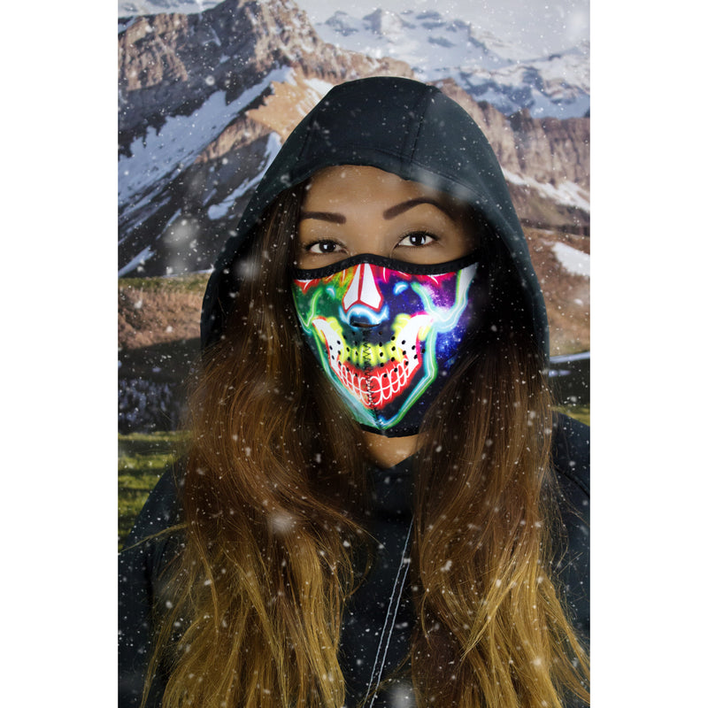 ZAN HEADGEAR 2503-0308 WNFM098H Neoprene Face Masks Neoprene Half Mask - Neon Electric Skull