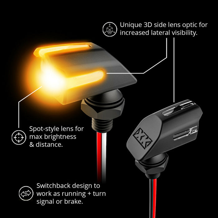 Xk Glow 653-0166 XK034022-AB MINI LED TURN SIGNAL BLACK AMBER PAIR
