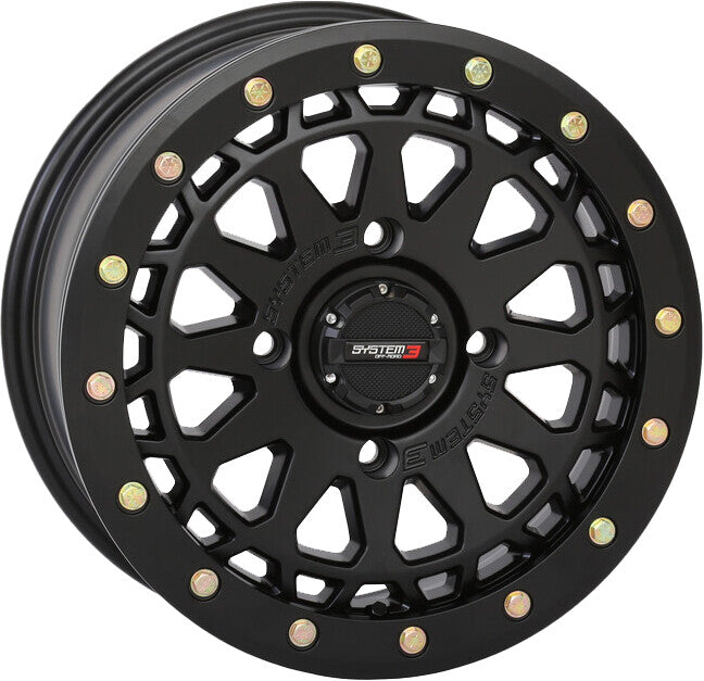 System 3 SB6 BL Wheel 15X7 4+3 (+10MM) 4/137 Matte Black - 15S3-6536 For Honda Pioneer 2016-2023 | Bombardier Outlander 2003-2006