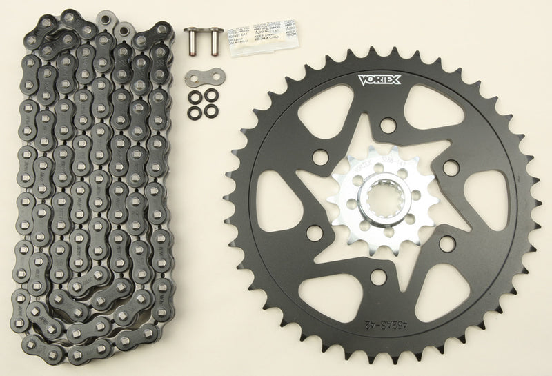 Vortex Sprocket Chain Kit Steel Steel 14/42T SIL SX3 520-108L Black - CK6352 Kawasaki Ninja / 600 1998-2008