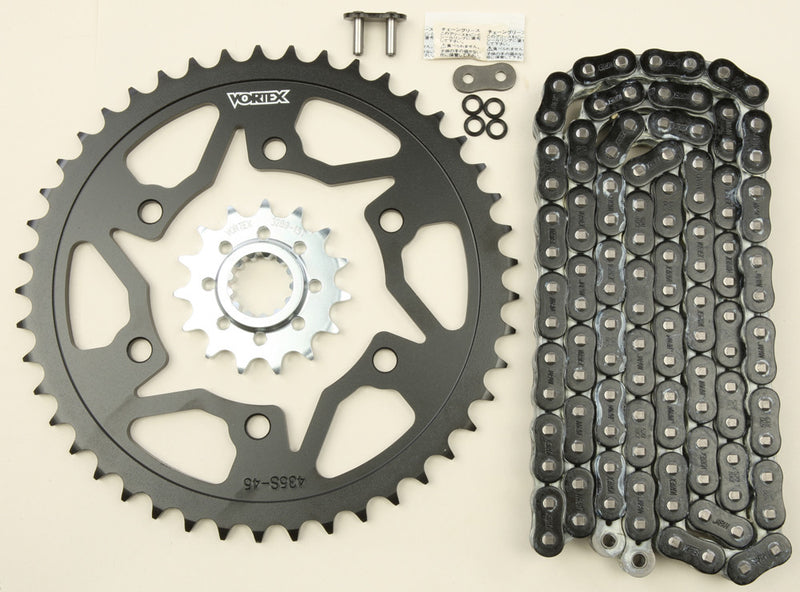 Vortex 3-CK6354 CK6354 SPROCKET/CHAIN KIT STL/STL 15/45T SIL RX3 520-114L BLK
