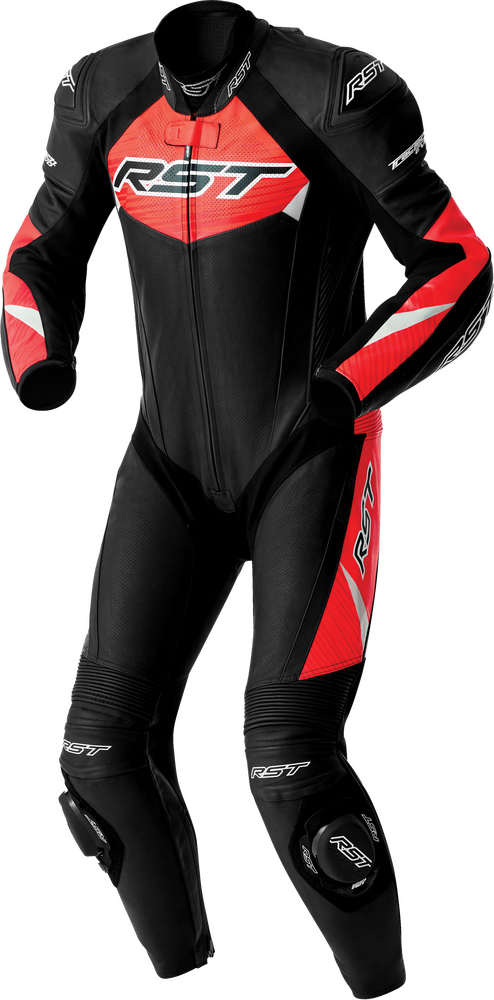 Rst 556-3634246 103634F.RED-46 TRACTECH EVO D3O SUIT BLK/FLO RED LEATHER XL