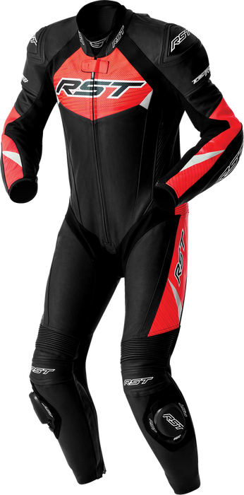 Rst 556-3634242 103634F.RED-42 TRACTECH EVO D3O SUIT BLK/FLO RED LEATHER MD