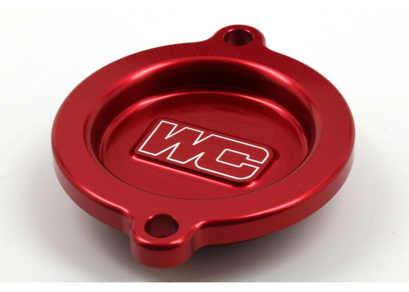Works OIL Filter Cover RED KTM HUS GAS - 27-115 For Husqvarna Dirt Bikes 2014-2016 | KTM Dirt Bikes 2012-2016
