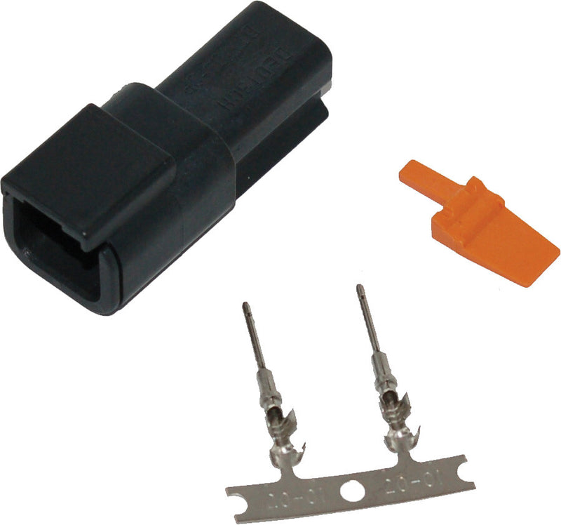 Namz Custom Cycle 850-08040 MDR-2B DEUTSCH DTM 2-PIN BLK RECEPTCL W/2 STMPD TRMNLS HD 74102-98BK