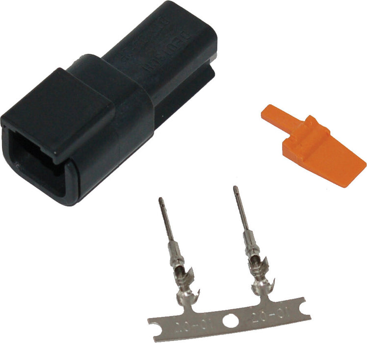 Namz Custom Cycle 850-08040 MDR-2B DEUTSCH DTM 2-PIN BLK RECEPTCL W/2 STMPD TRMNLS HD 74102-98BK