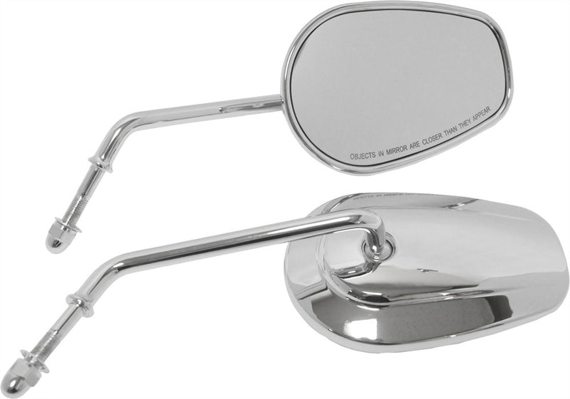 Harddrive Mirror OE Style Tapered Long Stem Chrome - 18-500 For Harley Motorcycles 1974-2017
