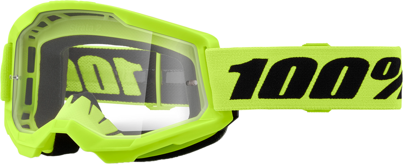 100% 610-5252 50031-00010 STRATA 2 JUNIOR GOGGLE NEON YELLOW CLEAR LENS
