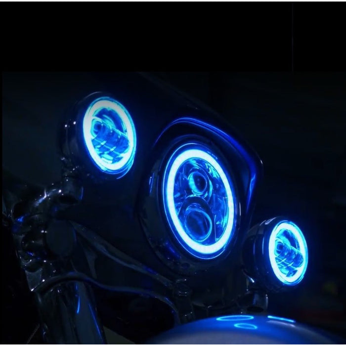 CUSTOM DYNAMICS 2001-2423 PG-7-13-B ProGLOW™ LED Headlamp with Color Changing Halo - 7" Headlamp - with Mounting Ring - Black