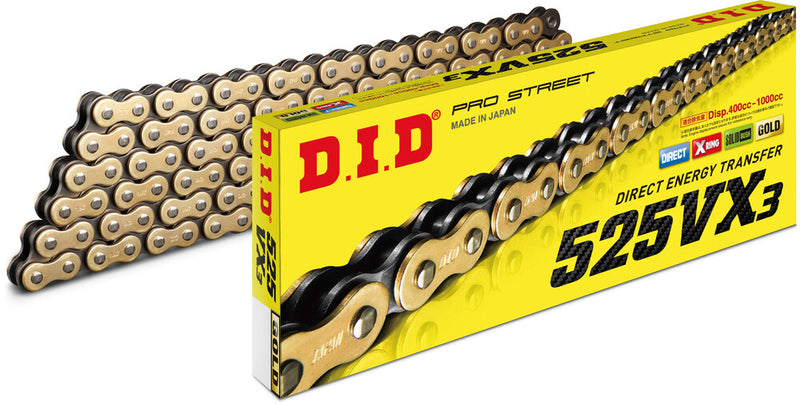 D.i.d 690-11120G 525VX3G120FB CHAIN 525VX3 120L GOLD/BLACK