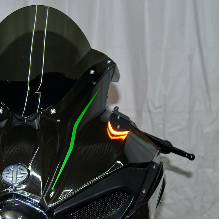 New Rage Cycles Mirror Block OFF Turn Signals - H2-MBO Kawasaki Ninja 2015-2025