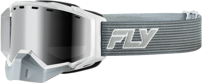 Fly Racing 37-4111 37-4111 ZONE ELITE SN GOGGLE GREY/WHTE W/BLK MIRROR PLRZD SMOKE LENS