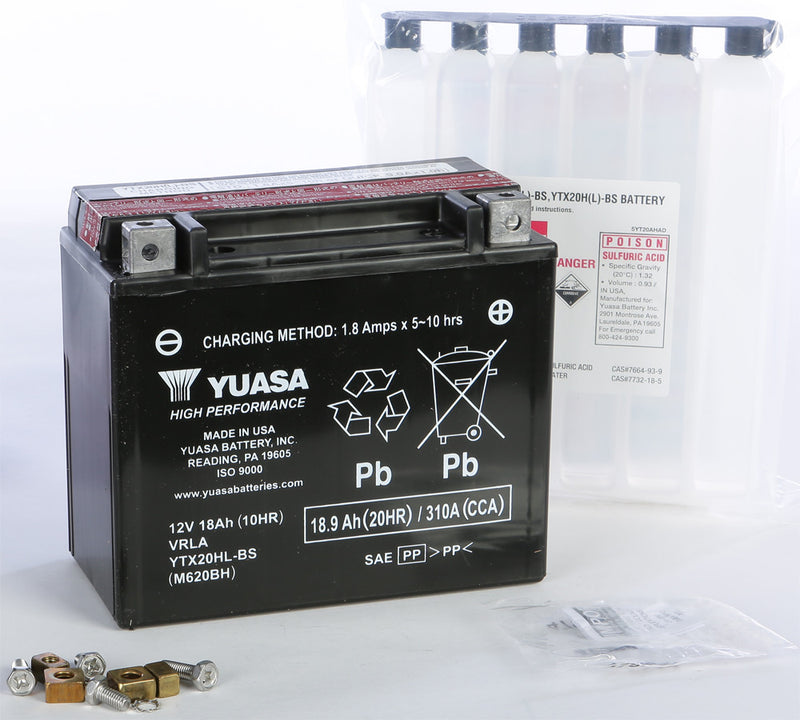 Yuasa Battery YTX20HL-BS Maintenance Free - YUAM620BH For Harley Dyna / Softail / Super 1991-1996 | Can-Am Outlander / Renegade 2007-2013