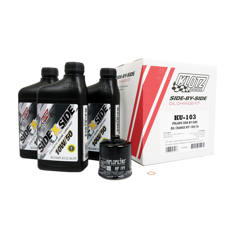 Klotz Oil Sidexside OIL Change Kit 10W50 W OIL Filter POL - KU-103 Polaris RZR 2019-2023