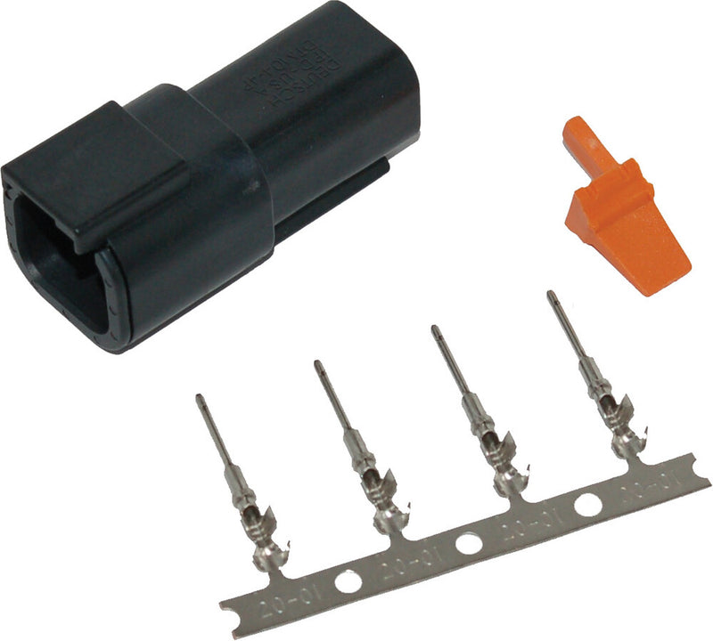 Namz Custom Cycle 850-08042 MDR-4B DEUTSCH DTM 4-PIN BLK RECEPTCL W/4 TRMNLS/WDGLCK HD74104-98BK